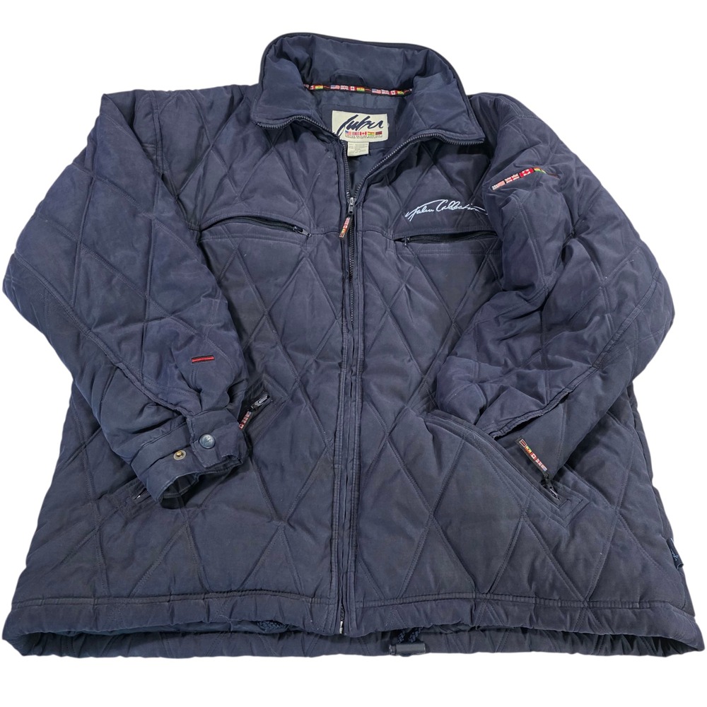 VTG‎ FUBU Limited Edition Quilted Jacket XXL Navy International Flags 90s Rare